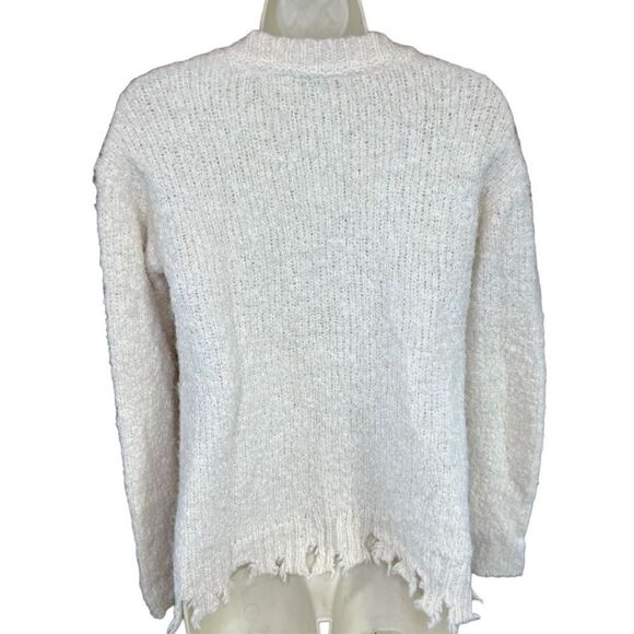 ATM Champ Fuzzy Destroyed Hem V Neck Sweater Size XS - Picture 3 of 6